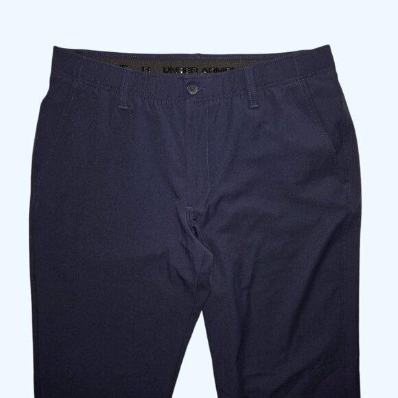 Under Armour Match Play Mens 36x32 Navy Blue Stretch Waist Chino Golf Pants - Picture 2 of 10
